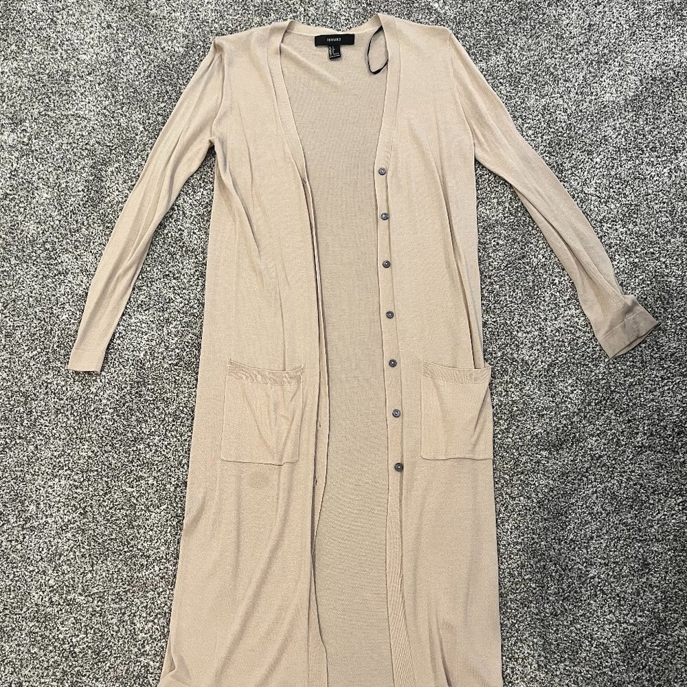 F21 duster cardigan (cream/beige) (small)